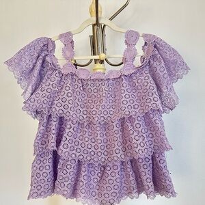 Lavender Lace Ruffle Top